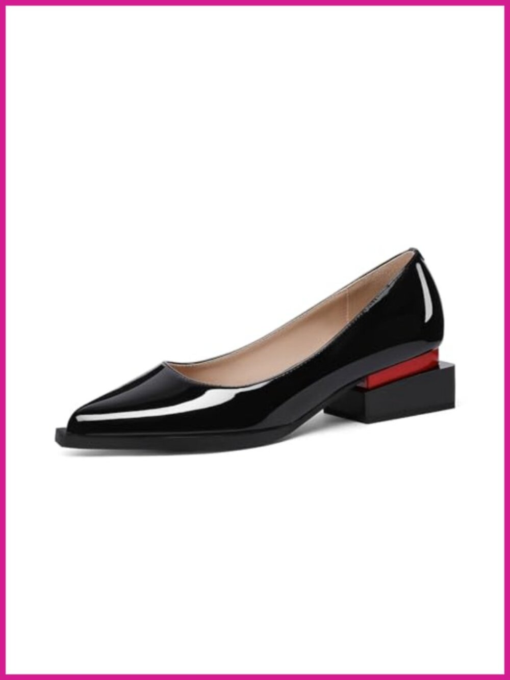 Women's Comfortable Chunky Heel Pumps with Arch Support and Pointed Toe